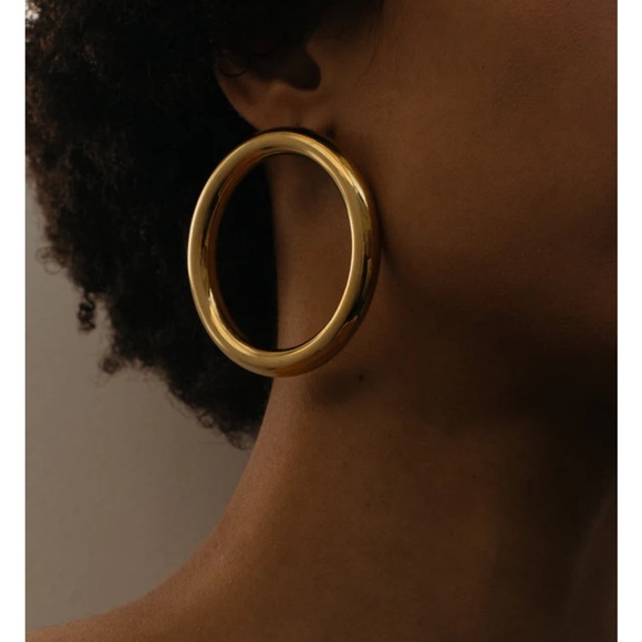 Bagatiba Circle Gold Hoops - Picture 3 of 4